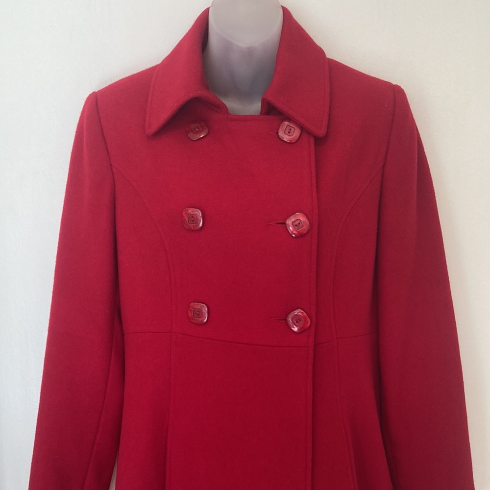 Via Women's Red Double Breasted Coat in Size 10 - Picture 2 of 5
